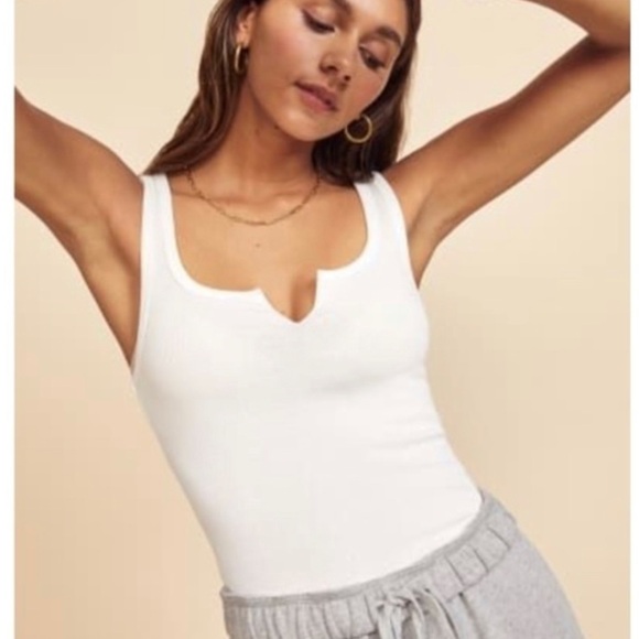 Reformation Maria Ribbed Tank Ivory Stretch Soft Medium NWT - Picture 6 of 13